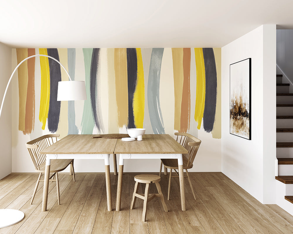 OHPOPSI Blurred Lines Wallpaper in a dining room