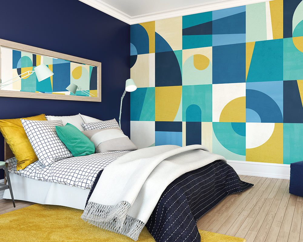 OHPOPSI Blocky Wallpaper in a bedroom