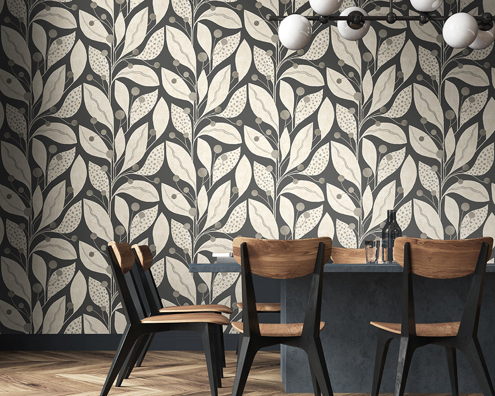 OHPOPSI Berry Dot Wallpaper as a feature wall in a dining room