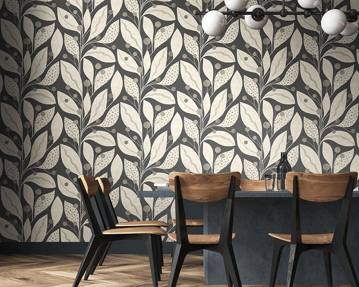 OHPOPSI Berry Dot Wallpaper as a feature wall in a dining room