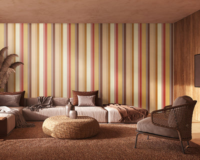 OHPOPSI Multi Stripe Wallpaper in a living room