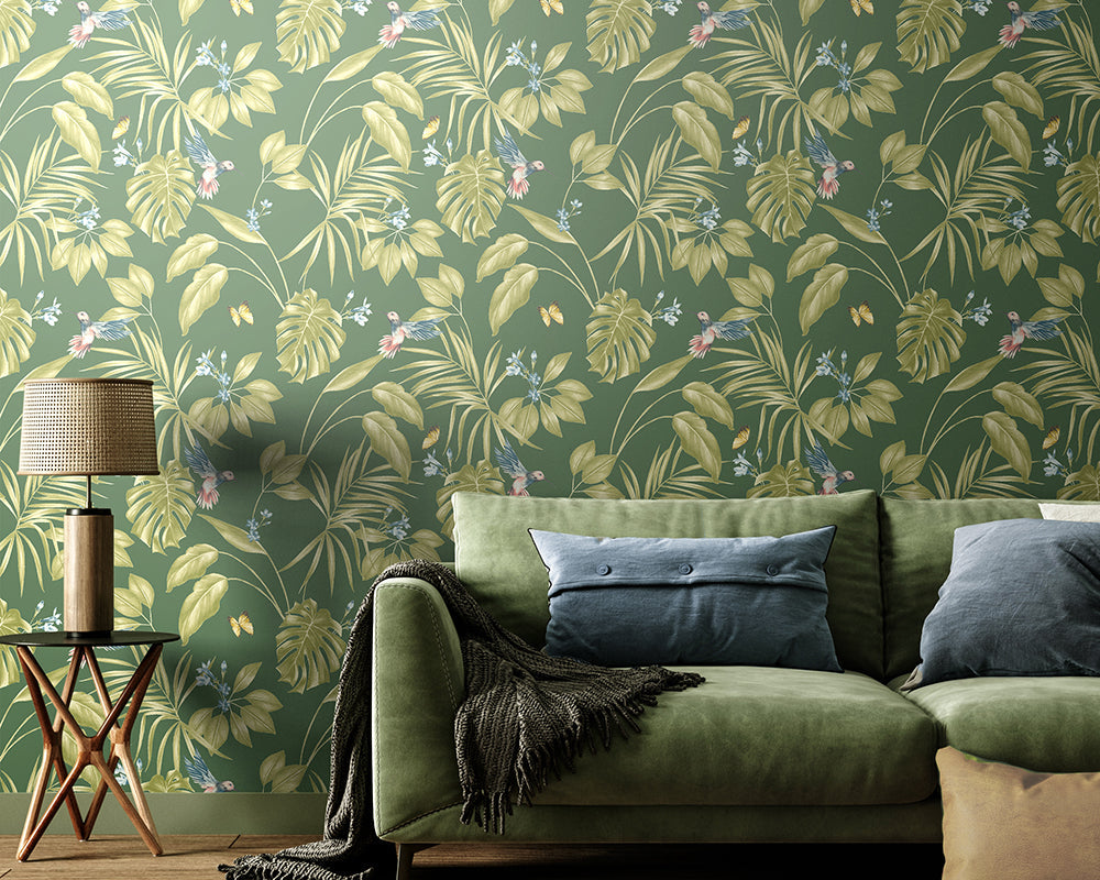 OHPOPSI Hummingbird Wallpaper in a living room