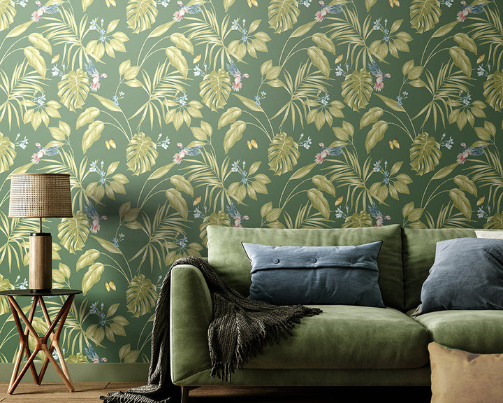 OHPOPSI Hummingbird Wallpaper in a living room