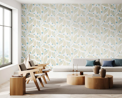 OHPOPSI Berry Dot Wallpaper as a feature wall in a living room