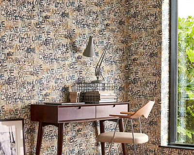 OHPOPSI Love Scribble Polished Cement Wallpaper CEP50121W