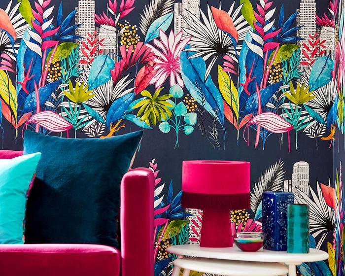 OHPOPSI Urban Tropic Midnight Wallpaper cep50110w