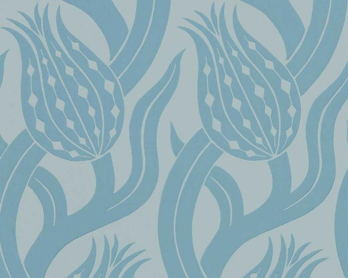 Zoffany Persian Tulip Wallpaper Blue Stone 312997