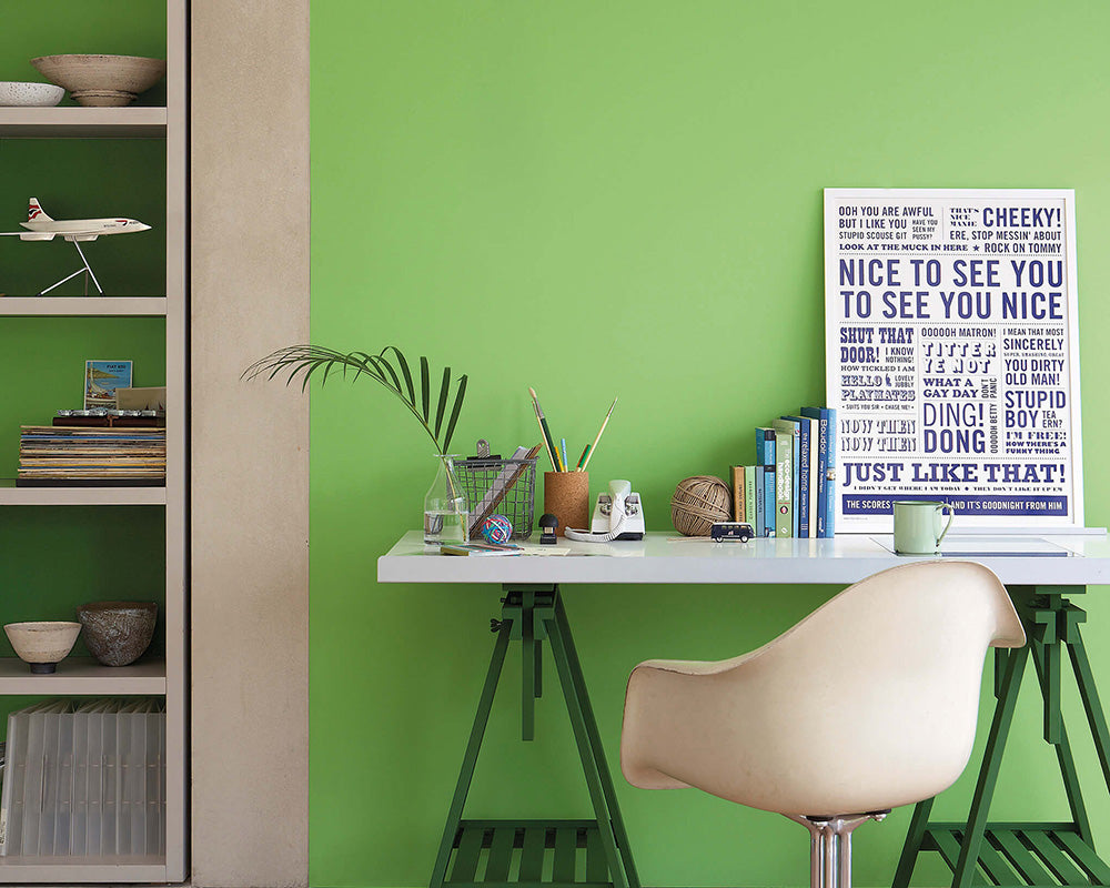 Little Greene Phthalo Green 199 Paint in a home office