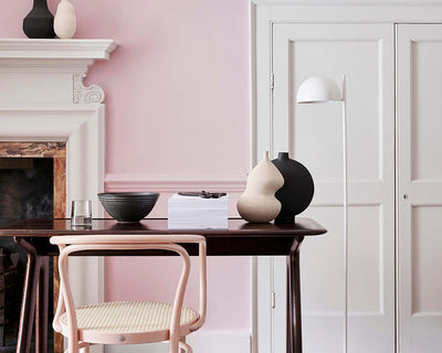 Little Greene China Clay 1 Paint on woodwork in a Pink Slip room