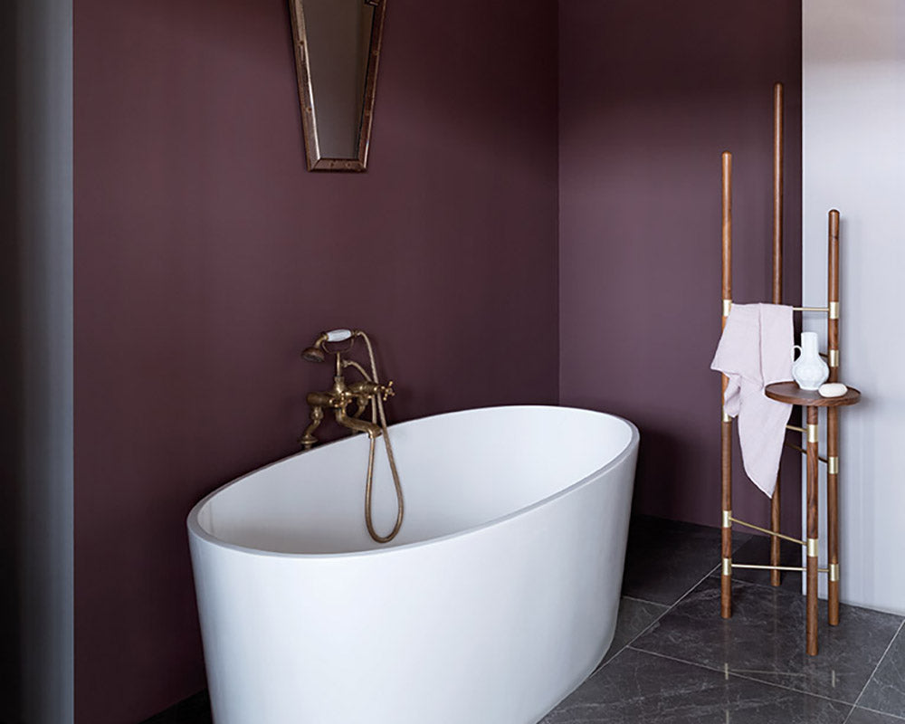 Paint & Paper Library Plum Brandy paint in a bathroom