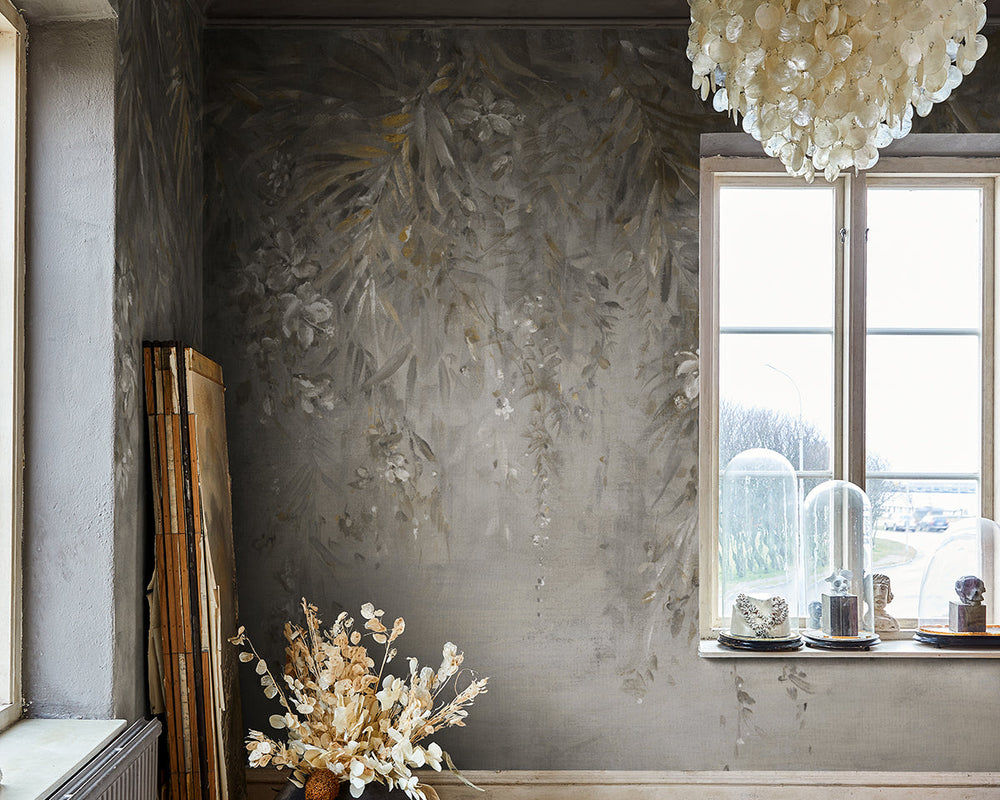 Rebel Walls Honolulu Mural Wallpaper Gold in Room