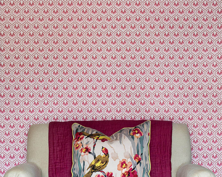 Barneby Gates Ikat Heart Wallpaper on a feature wall