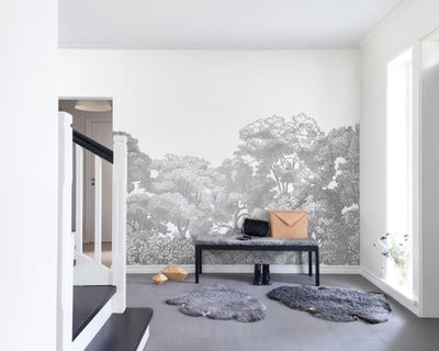 Rebel Walls Bellewood Mural - Grey Toile Wallpaper per m2 in Room