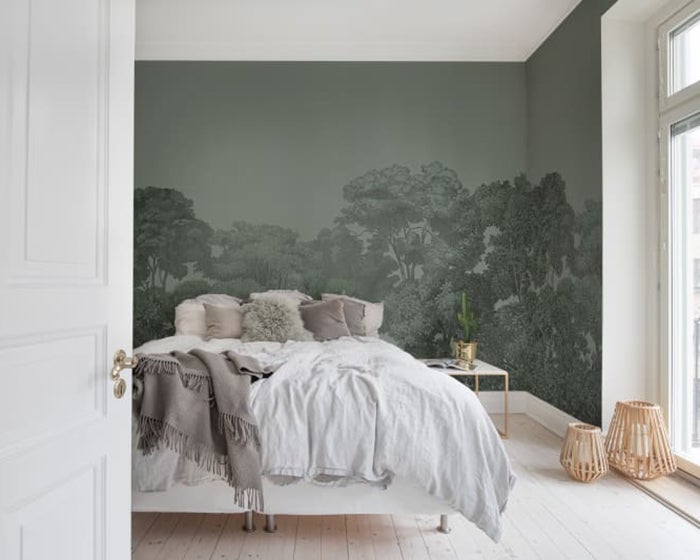 Rebel Walls Bellewood Mural - Solid Green Wallpaper per m2 in Room