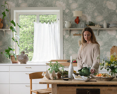 Sandberg Ava Wallpaper in a kitchen