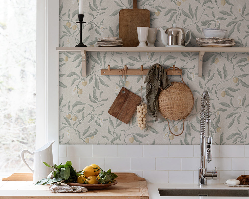 Sandberg Vinnie Wallpaper on a kitchen wall