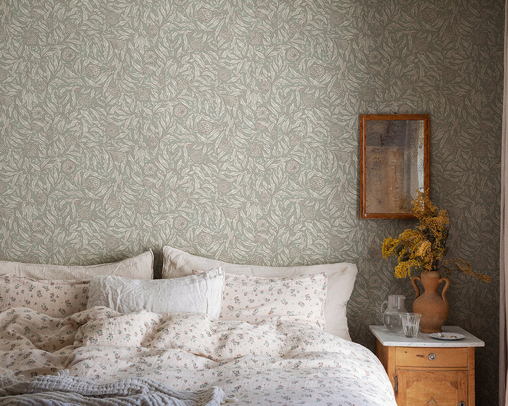 Sandberg Olof Wallpaper on a bedroom feature wall