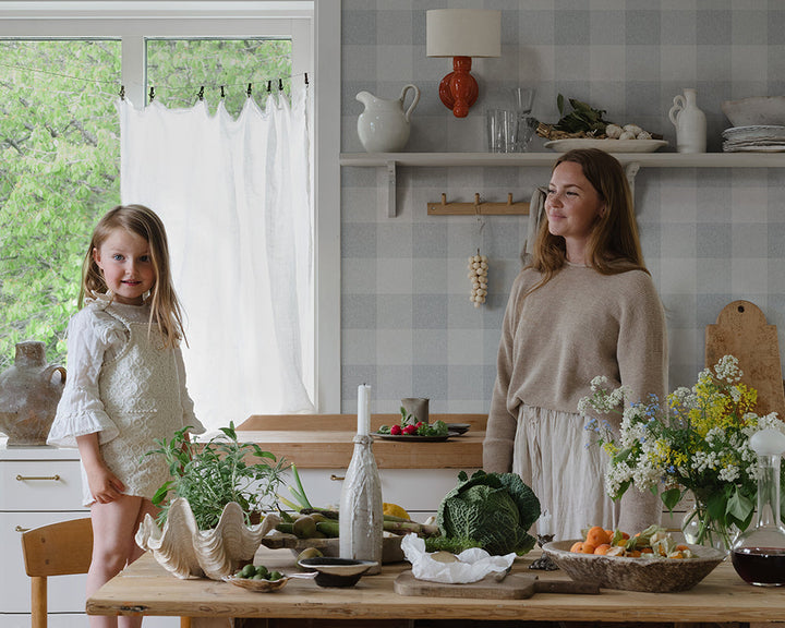 Sandberg Lykke Wallpaper on a kitchen wall