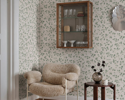 Sandberg Bokskog Wallpaper in garden green in a living room