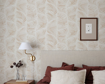 Sandberg Grace Wallpaper in beige on a bedroom wall