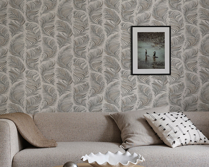 Sandberg Grace Wallpaper in black in a living room