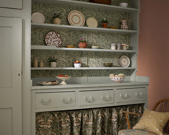 Morris & Co Emery's Willow Wallpaper in a kitchen