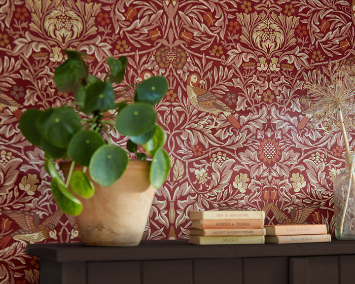 Morris & Co Bird Wallpaper on a wall