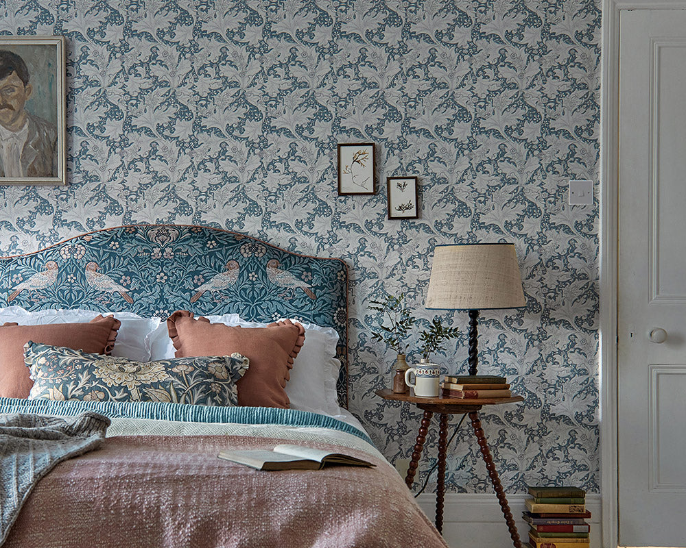 Morris & Co Wallflower Wallpaper in a bedroom