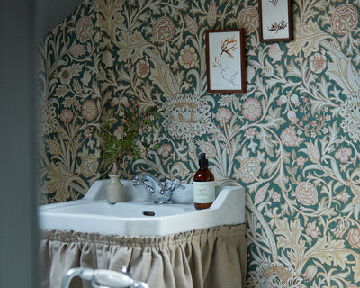 Morris & Co Trent Wallpaper in a bathroom
