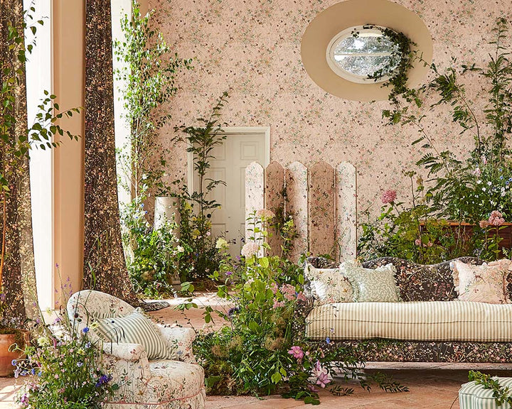 Sanderson Bambi Wallpaper lifestyle image of a living room