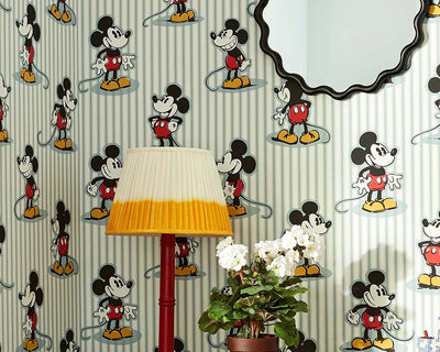 Sanderson Mickey Stripe Wallpaper on a bedroom wall