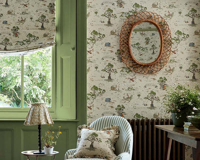 Sanderson Hundred Acre Wood Wallpaper on living room walls