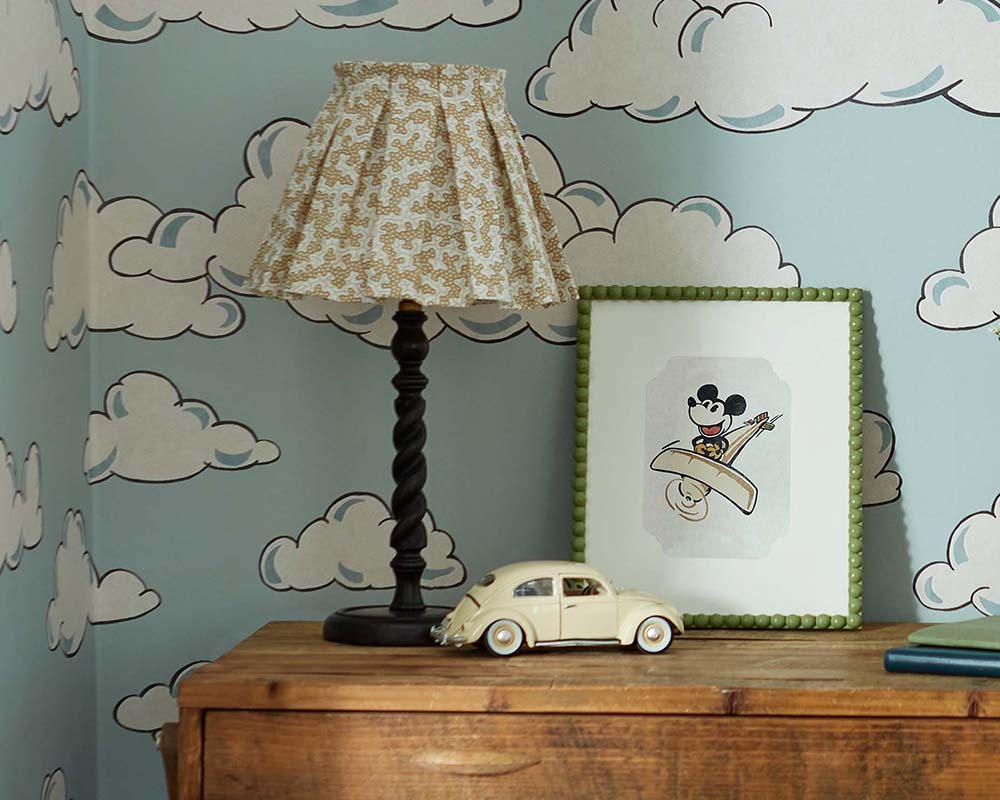 Sanderson Mickey in the Clouds Wallpaper behind a wall