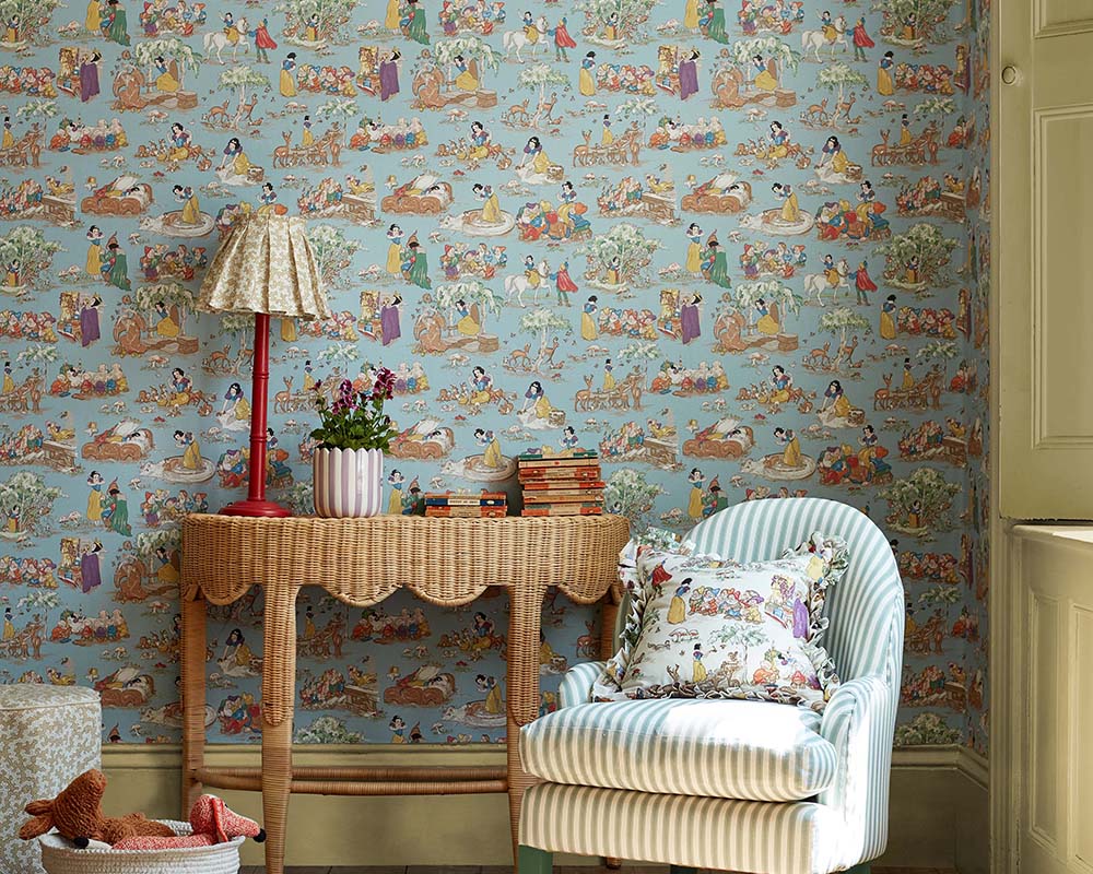 Sanderson Snow White Wallpaper in a nursery