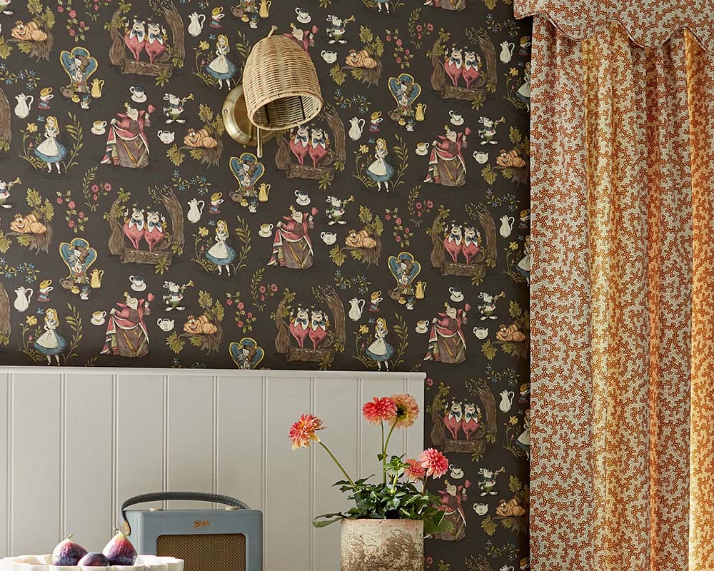 Sanderson Alice in Wonderland Wallpaper on kitchen walls