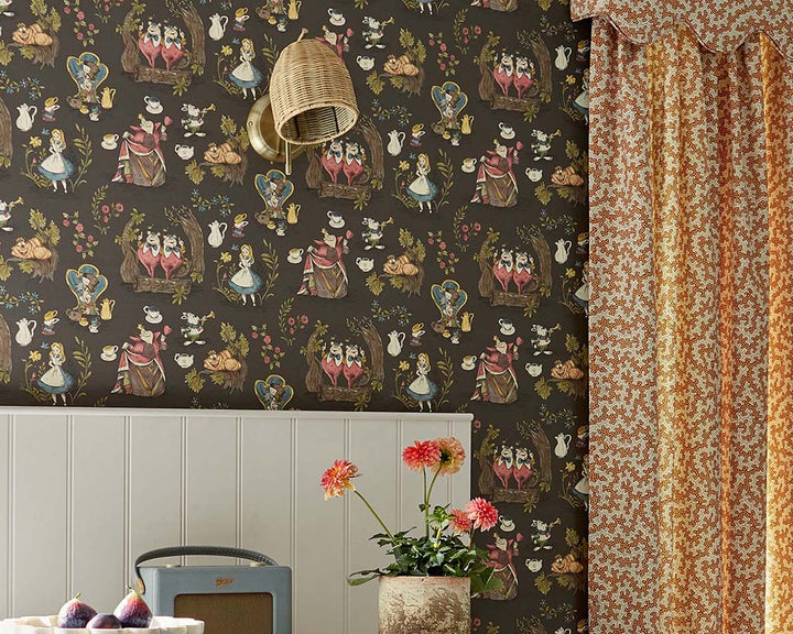 Sanderson Alice in Wonderland Wallpaper on kitchen walls