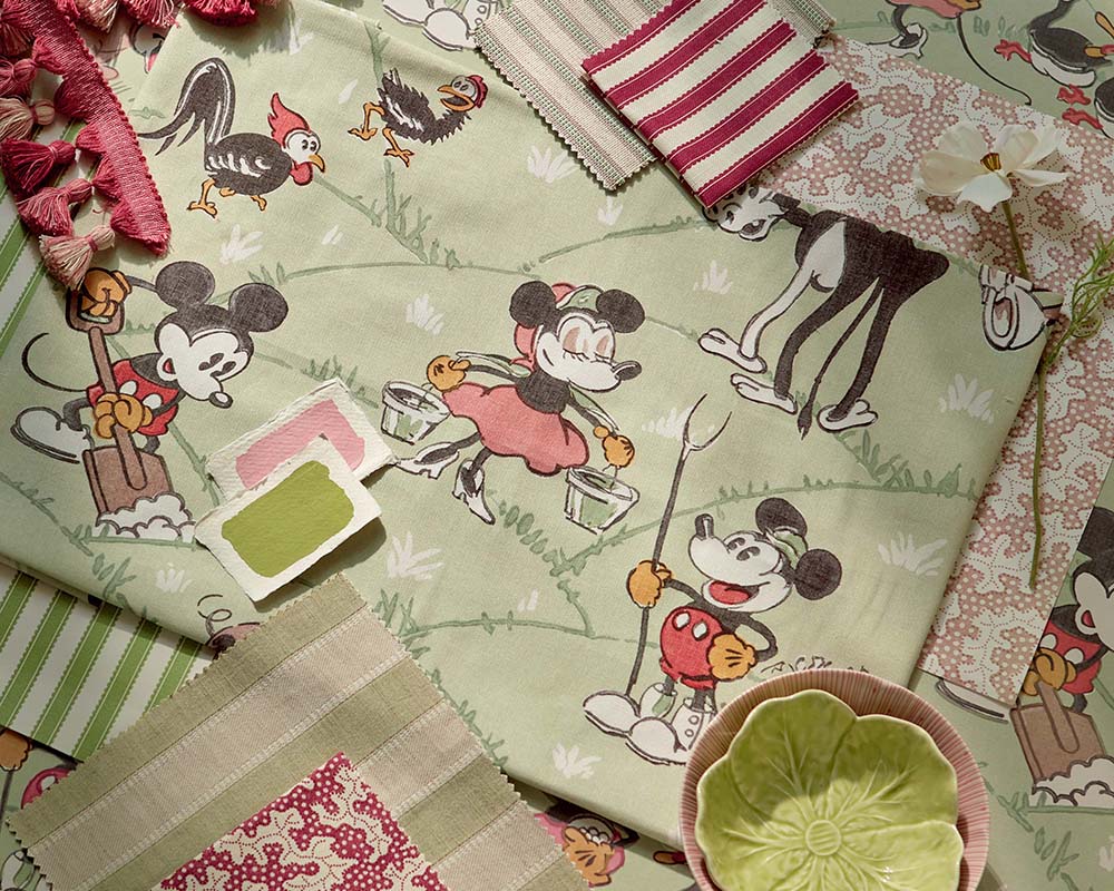 Sanderson Mickey at the Farm Wallpaper in a mood board