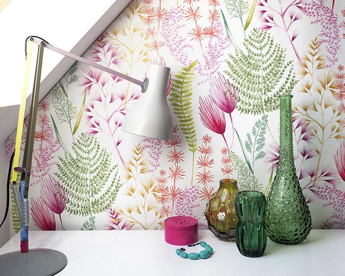 OHPOPSI Summer Ferns Coral Pink Wallpaper JRD50101W