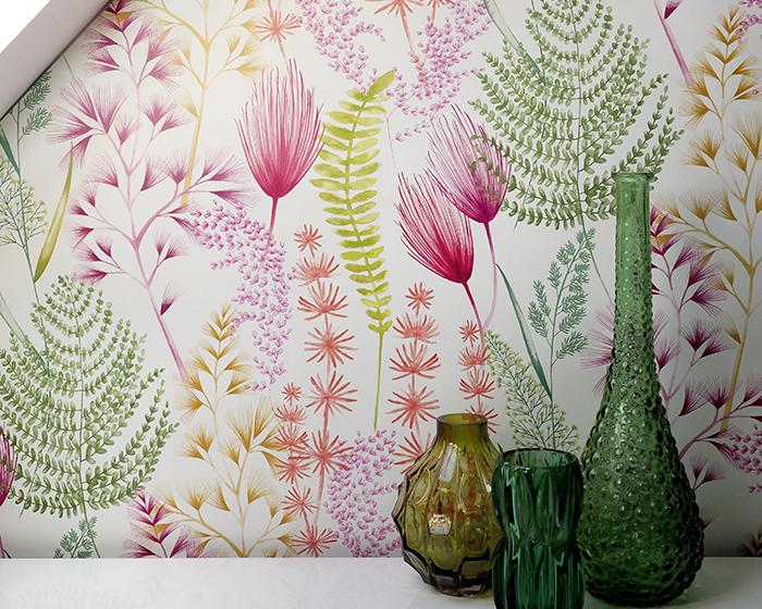 OHPOPSI Summer Ferns Coral Pink Wallpaper JRD50101W