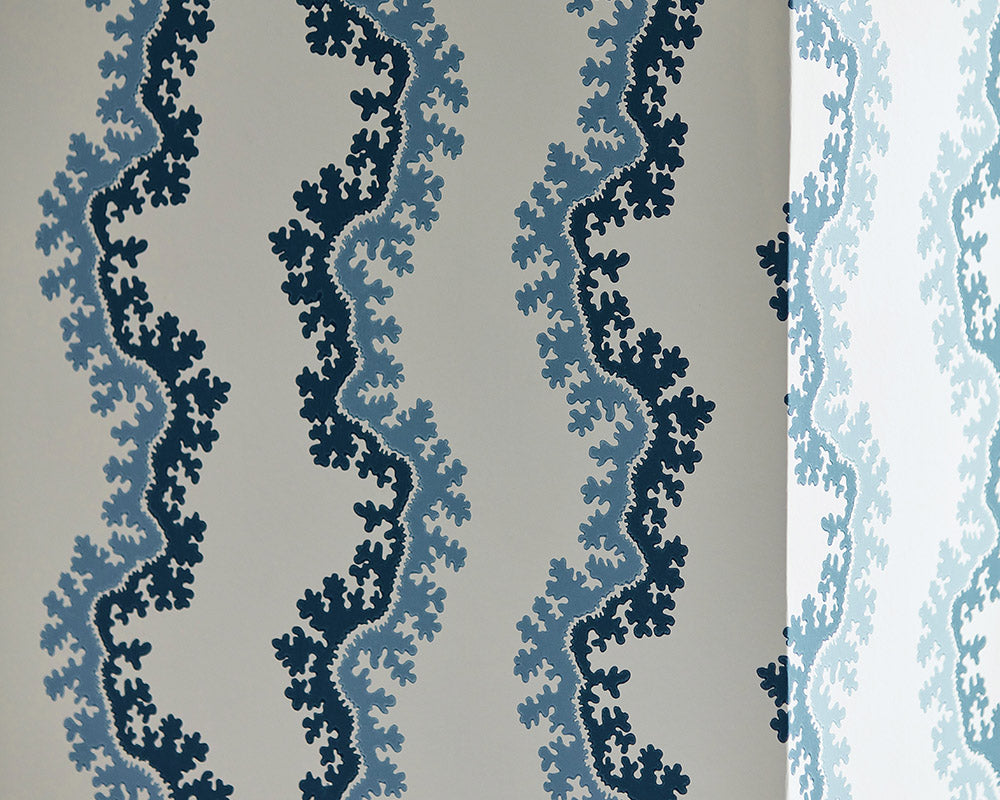 Sanderson Oxbow Wallpaper on a wall close up detail