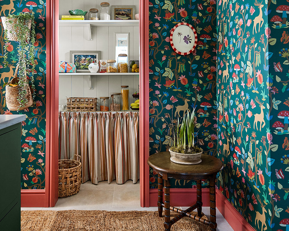 Sanderson Forest of Dean Wallpaper in a kitchen