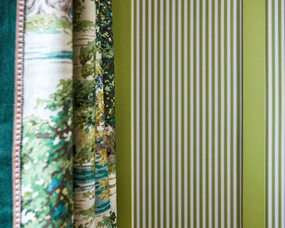 Sanderson Pinetum Stripe Wallpaper close up of detail
