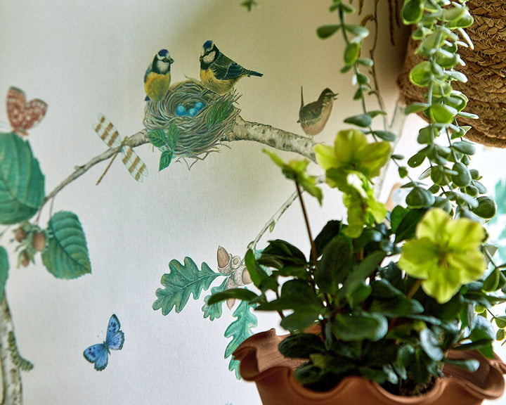 Sanderson Woodland Chorus Wallpaper in a home