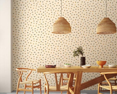 Scion Leopard Dots Wallpaper Pebble / Milkshake in Room