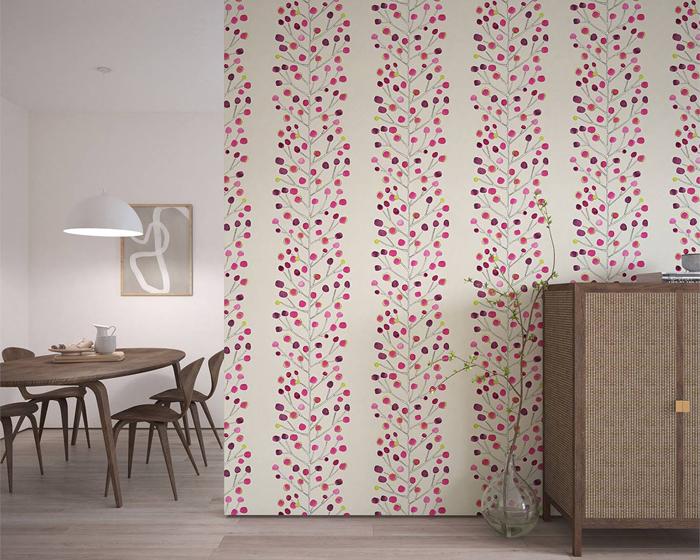 Scion Berry Tree Mink Plum Berry/Lime 112265 Wallpaper