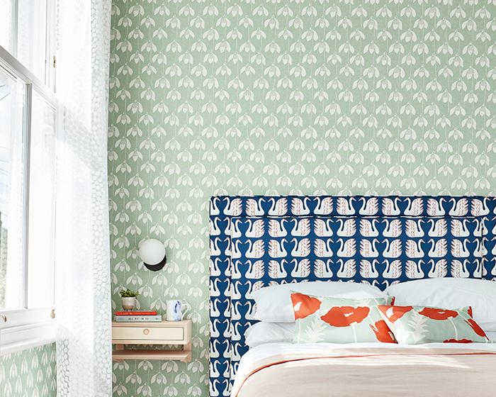 Scion Snowdrop Wallpaper 112801 in a Room