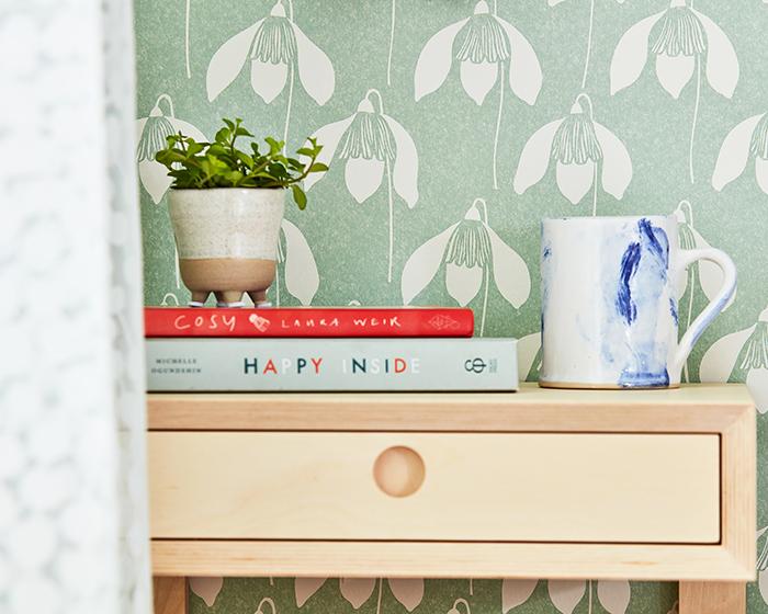 Scion Snowdrop Wallpaper 112801 in a Bedroom