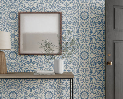 Morris & Co St James Ceiling Wallpaper in Room China Blue