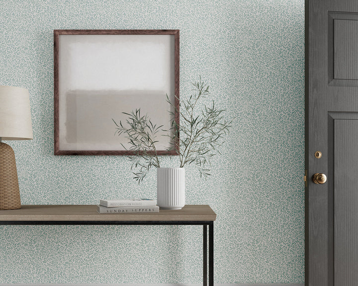 Morris & Co Standen Wallpaper in Room Seaglass