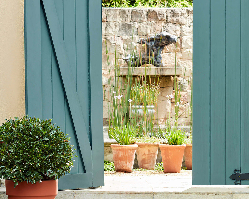 Little Greene Stone-Mid-Cool 66 Paint on a exterior wall